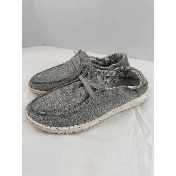 Hey Dude Wendy L Linen Iron Grey Floral Slip On Loafers 121533901 Womens 11 - Picture 5 of 10